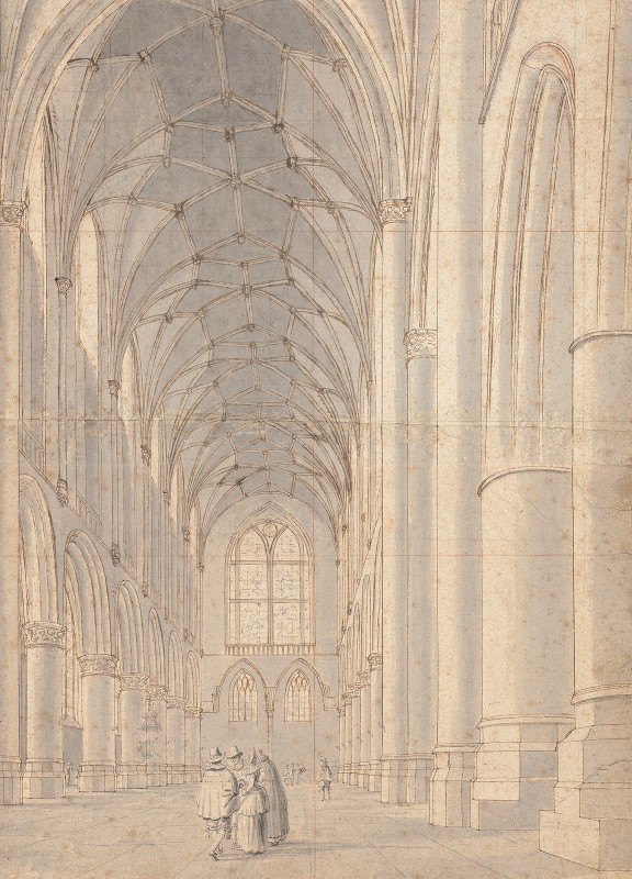 圣巴沃屋内哈勒姆s教堂`Interior of Saint Bavos Church,Haarlem (1635) by Pieter Jansz Saenredam