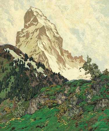 马特洪峰`The Matterhorn by Hugo Hodiener