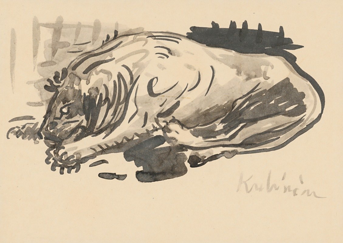 说谎的狗`Lying dog (1877) by Arnold Peter Weisz-Kubínčan