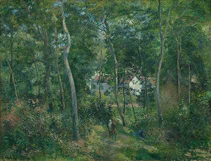 L附近的树林边缘本托瓦兹隐士`Edge of the Woods Near LHermitage, Pontoise (1879) by Camille Pissarro