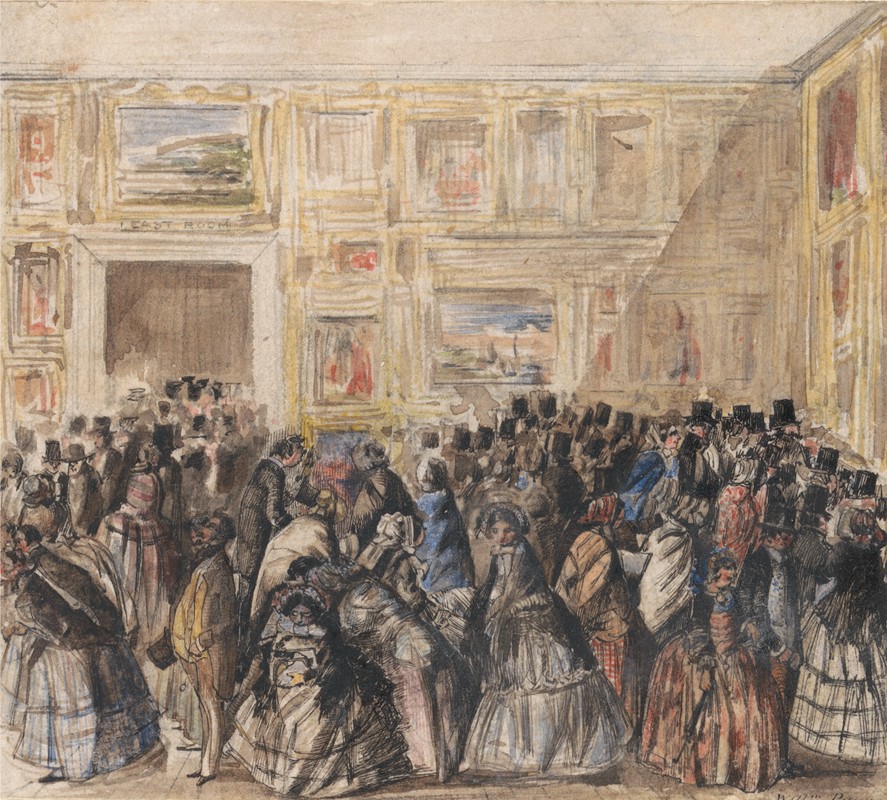 皇家学院的私人景观`Private View of the Royal Academy (1858) by William Payne