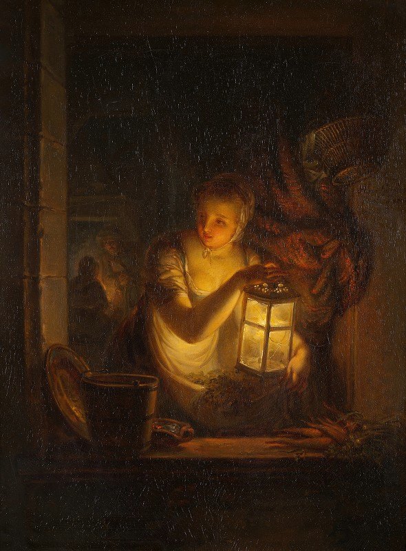 拿着灯笼的女人`A Woman with A Lantern (1818) by Alexander Lauréus