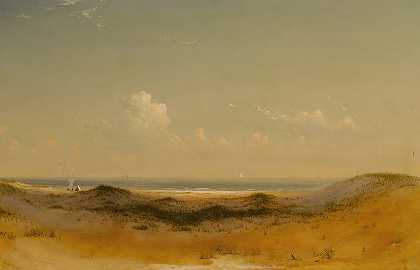 一瞥大海`A Glimpse of the Sea (1872) by Dwight William Tryon