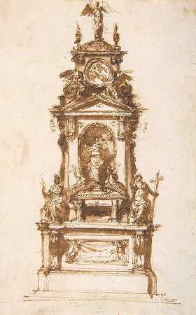 圣周祭坛的设计`Design for an Altar Erected for the Holy Week (1730–66) by Mauro Antonio Tesi