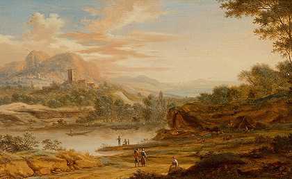 意大利风景`View in Italy (1754) by Johann Christian Vollerdt