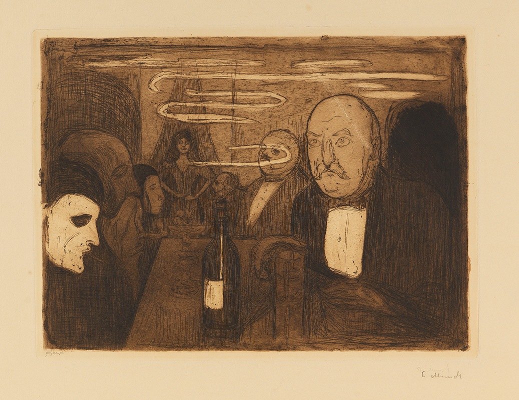 克里斯蒂安娜·波希米亚二世`Kristiania~Boheme II (1895) by Edvard Munch