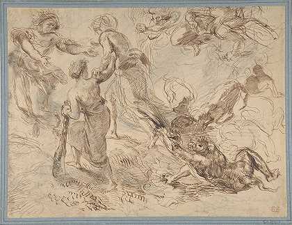 天才战胜嫉妒`The Triumph of Genius over Envy (ca. 1849–51) by Eugène Delacroix