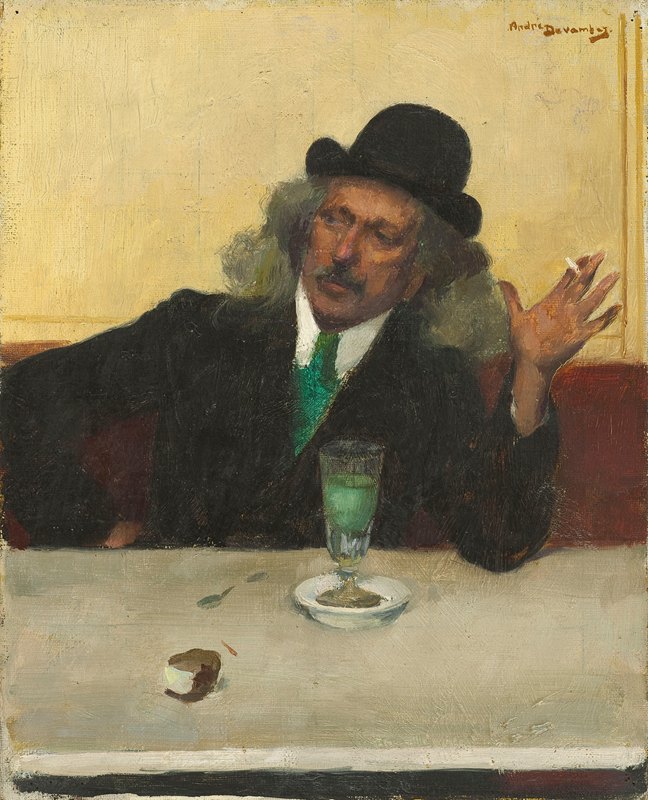 在咖啡馆`Au café (Before 1915) by André Victor Édouard Devambez