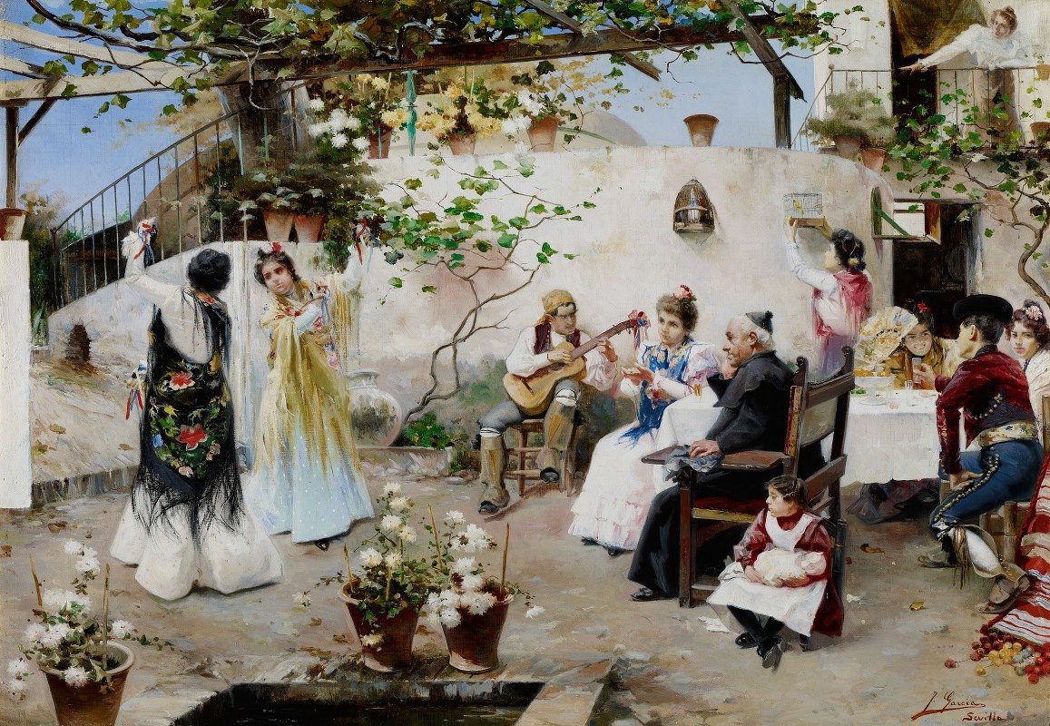为牧师跳舞`A Dance for the Priest (c. 1890) by Juan García Ramos