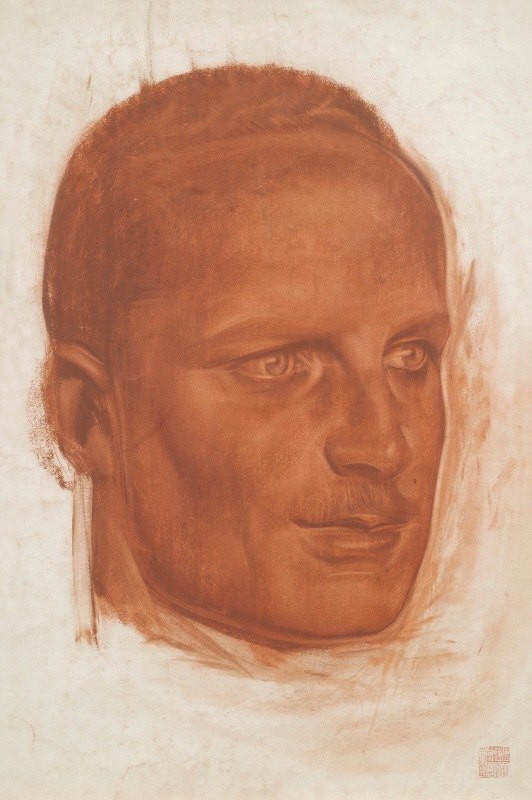 邮轮黄色探险队一名成员的肖像`Portrait Of A Member Of The Croisière Jaune Expedition Team by Alexander Evgenievich Yakovlev