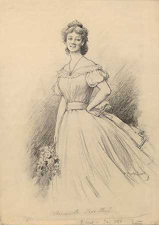 玛丽·劳埃德的肖像`A  portrait of Marie Lloyd by Marie Félix Hippolyte-Lucas