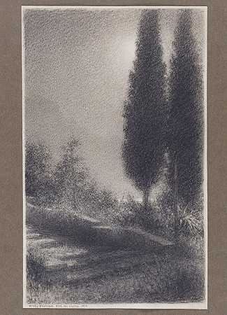 嘉德湖畔`Rive du lac Garde (1929) by Henry Brokman