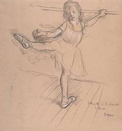 小女孩在酒吧练习`Little Girl Practicing at the Bar (ca. 1878–80) by Edgar Degas