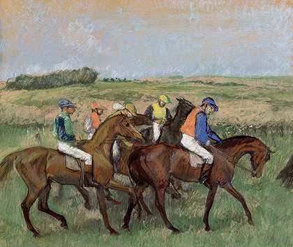比赛`Races (circa 1885) by Edgar Degas