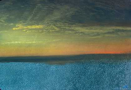 日落云研究`Cloud Study with Sunset (19th century) by Albert Bierstadt
