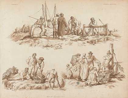 渔民`Fishermen by William Henry Pyne
