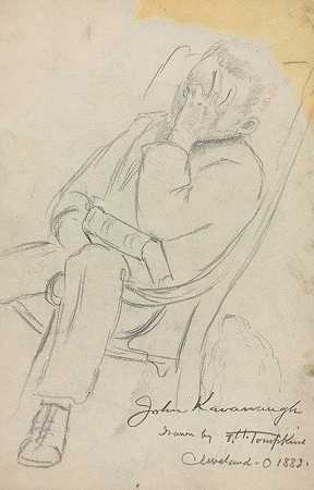 约翰·卡瓦诺素描`Sketch of John Kavanaugh (1882) by Frank H. Tompkins