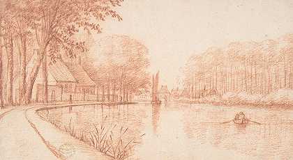 河景`River Scene (1645–99) by Abraham Rutgers