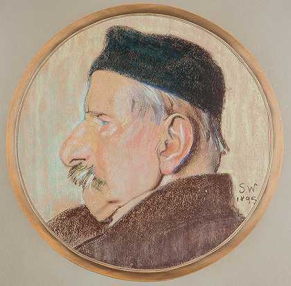 艺术家叔叔卡齐米尔兹·斯坦基维茨的肖像`Portret Kazimierza Stankiewicza, wuja artysty (1895) by Stanisław Wyspiański