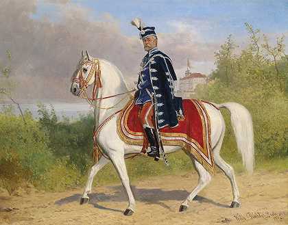 匈牙利贵族骑马`Ungarischer Adeliger zu Pferde (1867) by Wilhelm Richter