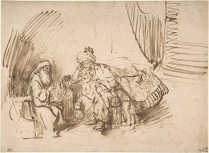 内森告诫大卫`Nathan Admonishing David (1650–55) by Rembrandt van Rijn