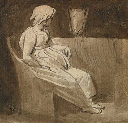坐着的女孩`Seated Girl by an Urn by an Urn by Thomas Stothard