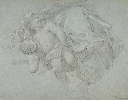 两个推杆支撑着一个垂着的人像的下部`Two Putti Supporting the Lower Part of a Draped Figure (1720–1808) by Jacopo Guarana