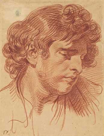 头部卷发男人`Tête dhomme aux cheveux bouclés by Jean-Baptiste Greuze