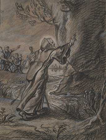 保拉的圣方济各挡住落石`St. Francis of Paula Holding Back the Falling Rock (17th century) by Circle of Erasmus Quellinus II