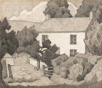 白宫（古尔德和卢比特农场）`The White House (Goulds Farm Luppitt) (ca. 1920) by Robert Polhill Bevan