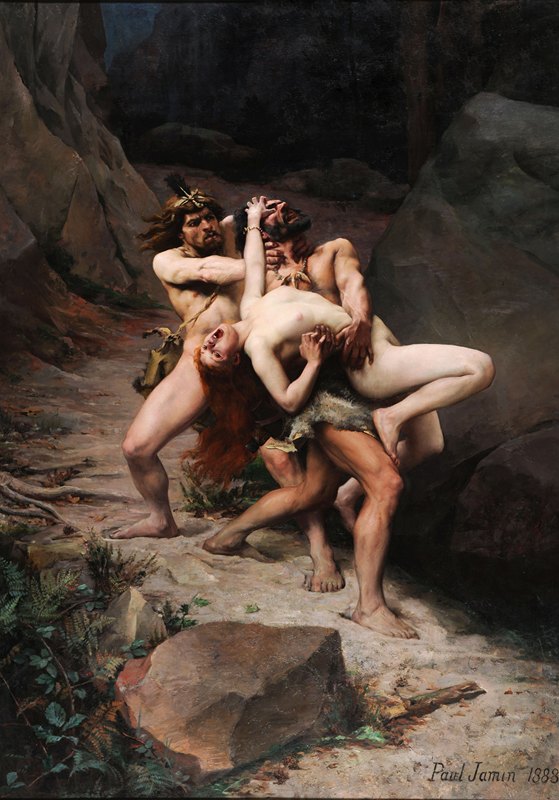 绑架石器时代`Le Rapt à lÂge de pierre (1888) by Paul Jamin