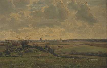 Gyrstinge的风景`Landskab ved Gyrstinge (1882) by Louise Ravn-Hansen
