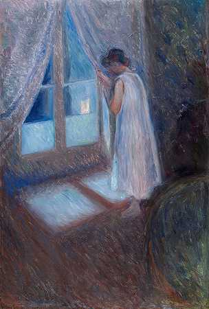 那个女孩`The Girl by the Window (1893) by the Window by Edvard Munch