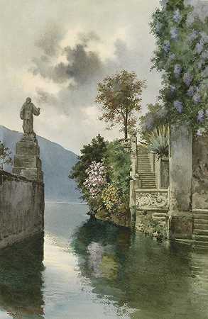 通往湖岸的石阶`Steintreppe zum Seeufer by Alberto Prosdocimi