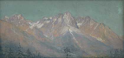 塔特拉斯高地景观`View of the High Tatras (1910) by Ferdinand Katona