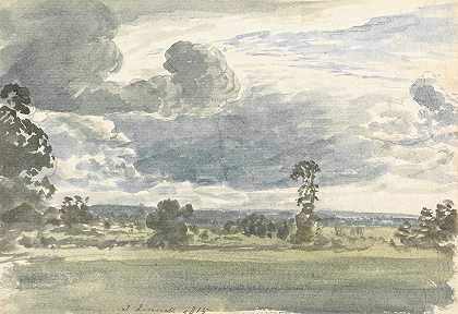 刮风的一天`A Windy Day (1815) by John Linnell