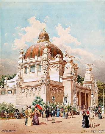 1898年在维也纳举行的周年纪念展览维也纳市馆`Die Jubiläumsausstellung in Wien 1898; Pavillion der Stadt Wien (1898) by Richard Moser