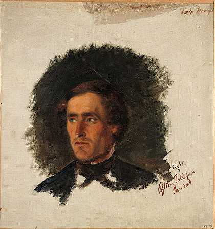 桑达克农民东托勒森的肖像`Portrait of the Farmer Østen Tollefsen from Sandaak (1857) by Adolph Tidemand