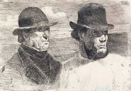 两名消防员`De to fyrkarle (1895 – 1897) by Hans Nikolaj Hansen