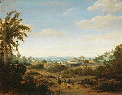 巴西里约热内卢塞纳霍德恩根霍河景观`Landscape on the Rio Senhor de Engenho, Brazil (1670 ~ 1680) by Frans Post