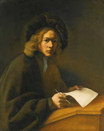 写字台旁的年轻人`A Young Man At A Writing Desk by Jacobus Levecq