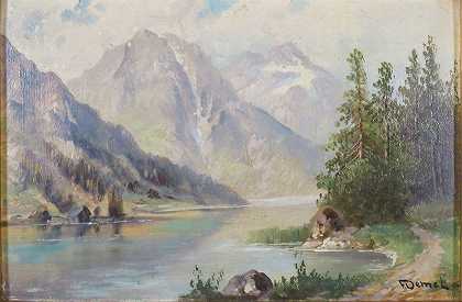 山湖`Gebirgssee by Franz Demel