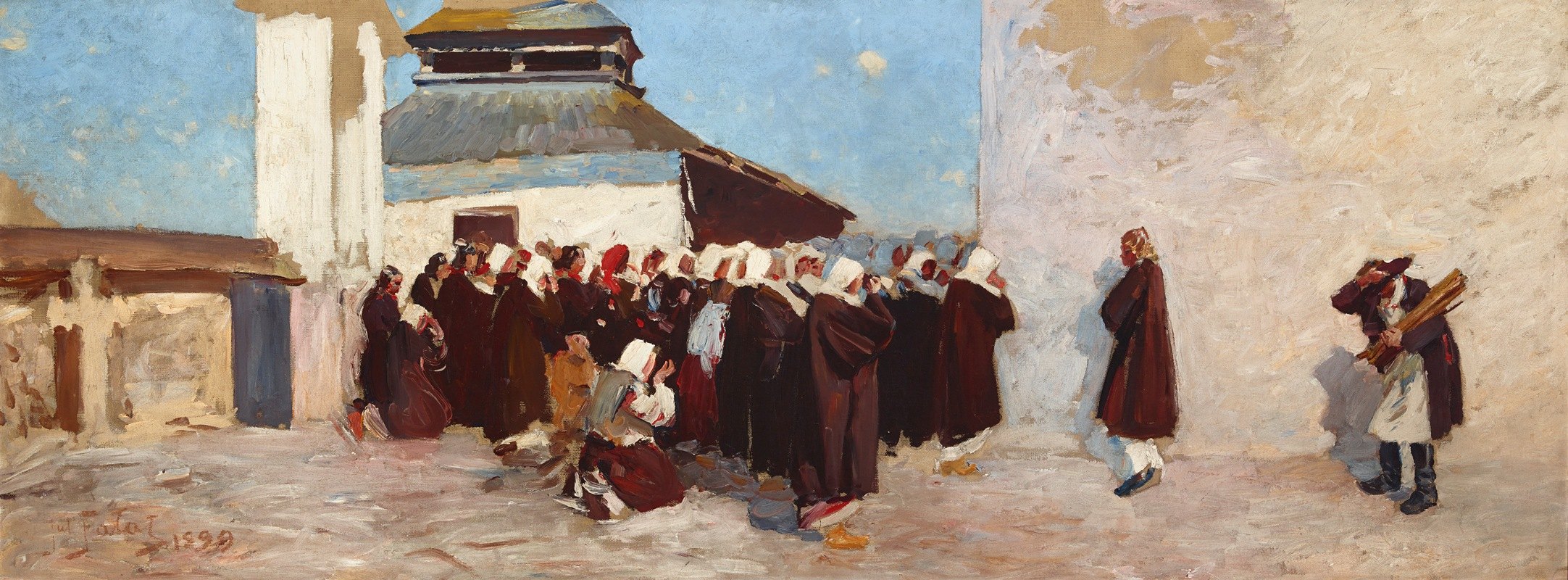 在东正教教堂前`In Front of an Orthodox Church (1899) by Julian Falat