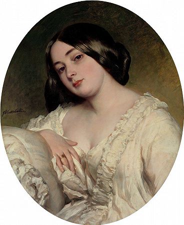 一位女士的肖像`Portrait of a lady by Franz Xaver Winterhalter