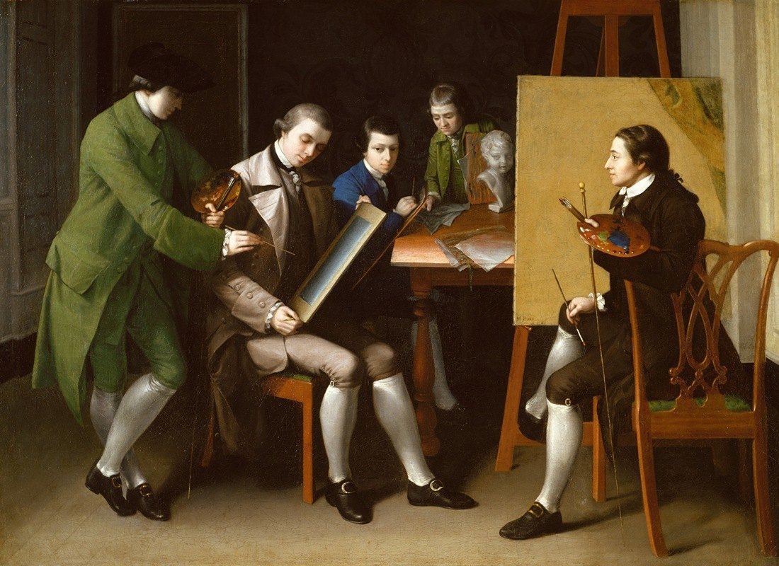 美国学校`The American School (1765) by Matthew Pratt