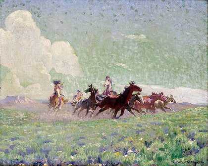 敌人马`The Enemies Horses (ca. 1912~1920) by William Herbert Dunton