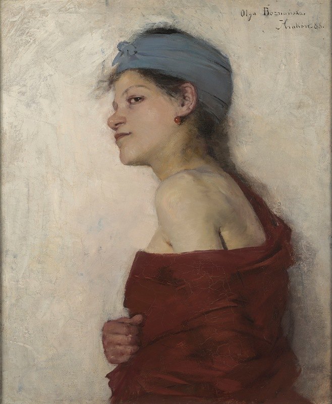 一个女人的肖像——吉普赛女人`Portrait of a Woman – Gypsy Woman (1888) by Olga Boznanska