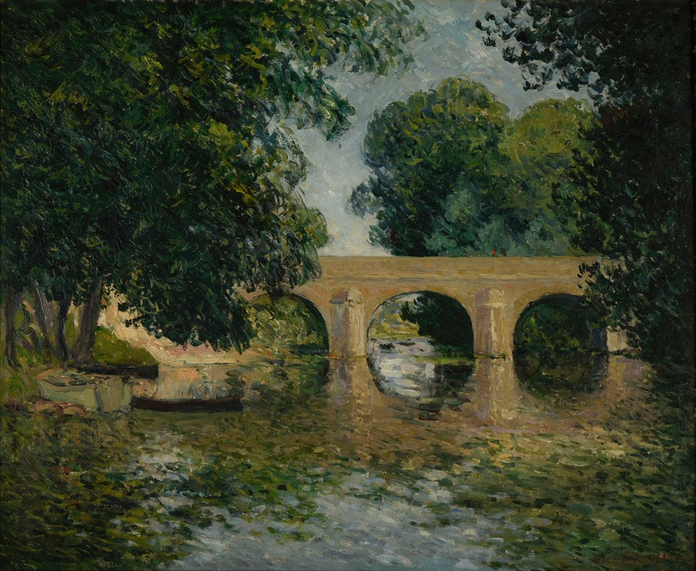 桥亚当岛或老桥`Le pont de lIsle~Adam ou le Vieux pont (1900) by Maxime Maufra