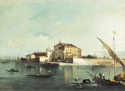 景观圣克里斯托福罗迪穆拉诺岛`Vue de lîle de San Cristoforo di Murano by Giacomo Guardi