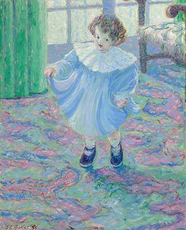 莉莉·巴特勒（艺术家的女儿，克劳德·莫内的继孙女）`Lilly Butler (Artists Daughter, Step~Granddaughter of Claude Monet) (1896) by Theodore Earl Butler